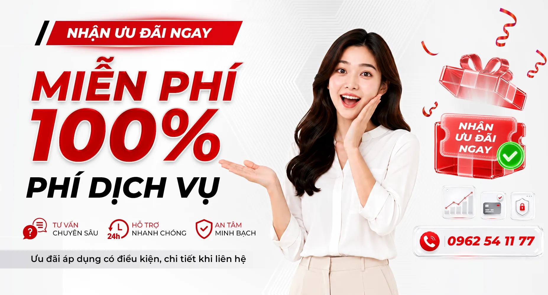 Miễn phí 100% phí dịch vụ tháng đầu tiên