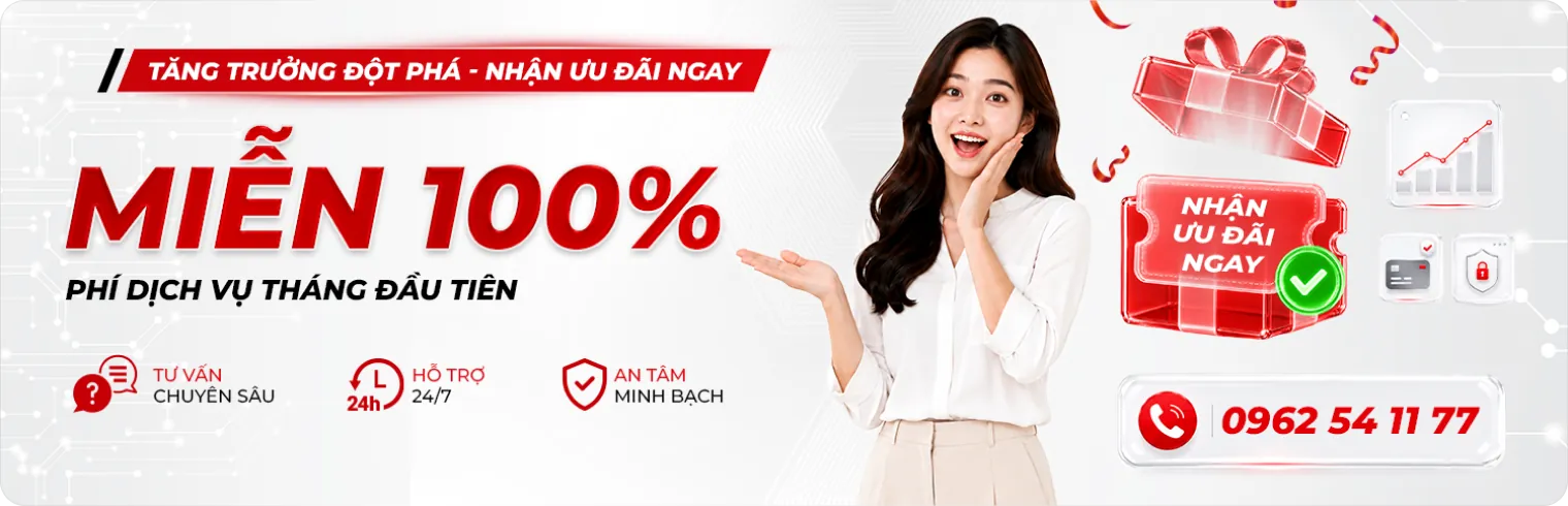 Miễn phí 100% phí dịch vụ tháng đầu tiên