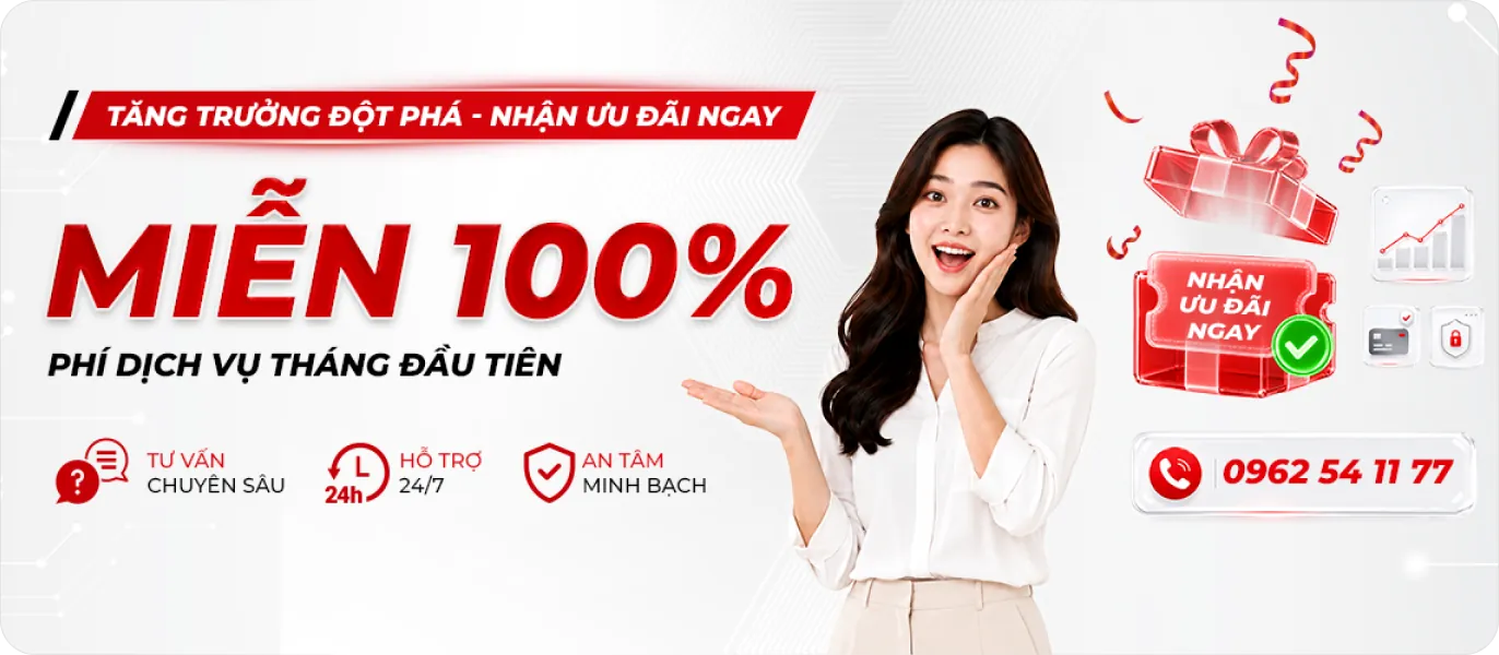 Miễn phí 100% phí dịch vụ tháng đầu tiên