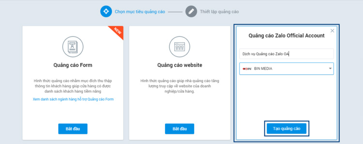 B1: Tạo lập chiến dịch quảng cáo B1: Tạo lập chiến dịch quảng cáo