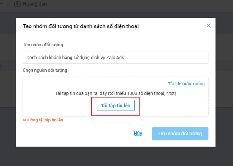 B2: Tải danh sách lên hệ thống B2: Tải danh sách lên hệ thống