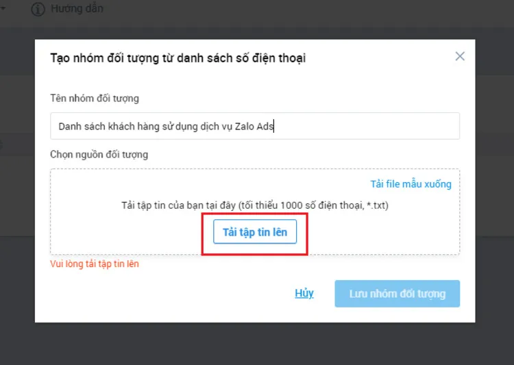 B2: Tải danh sách lên hệ thống B2: Tải danh sách lên hệ thống