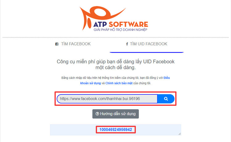 Chỉ cần paste cả link Facebook người bạn cần lấy vào web là sẽ lấy được UID