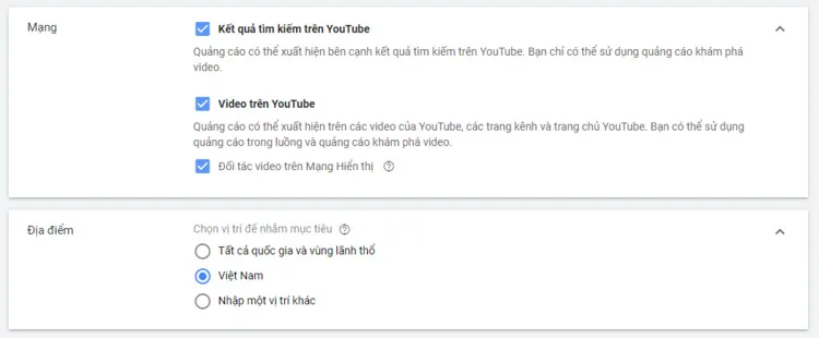 Cài đặt chi tiết cho chiến dịch của bạn