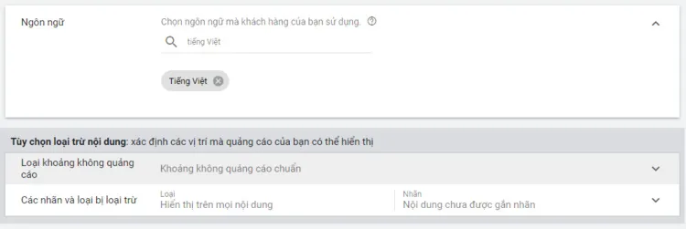 Cài đặt chi tiết cho chiến dịch của bạn