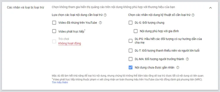 Cài đặt chi tiết cho chiến dịch của bạn