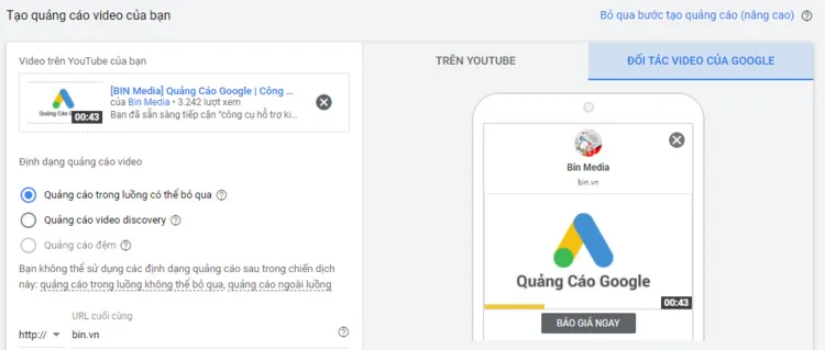 Định dạng video quảng cáo