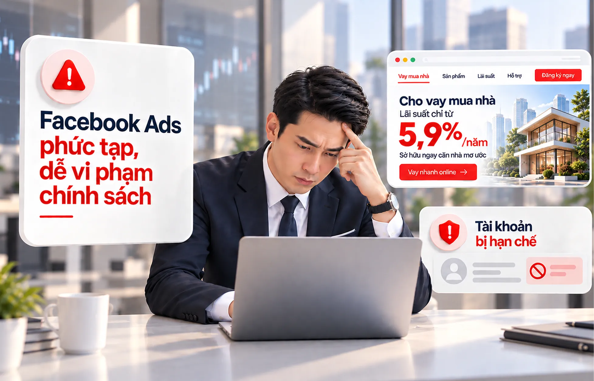 Quảng cáo Facebook phức tạp và dễ vi phạm chính sách