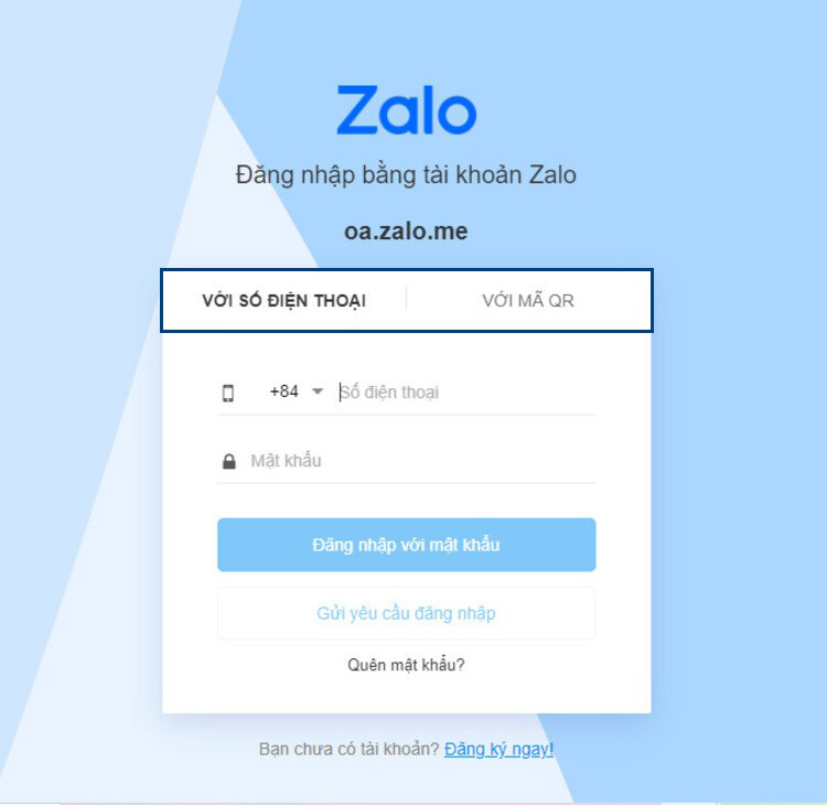 Bước 1: Kết nối với hệ thống Zalo Bước 1: Kết nối với hệ thống Zalo