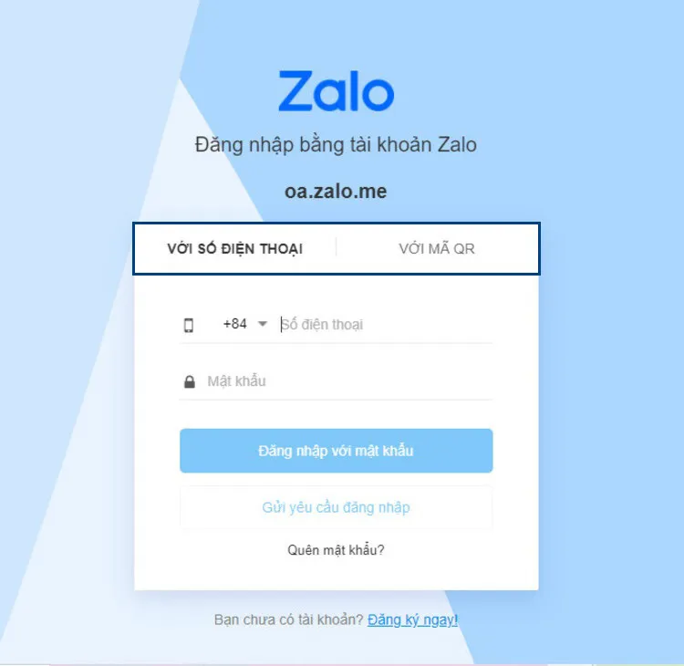 Bước 1: Kết nối với hệ thống Zalo Bước 1: Kết nối với hệ thống Zalo