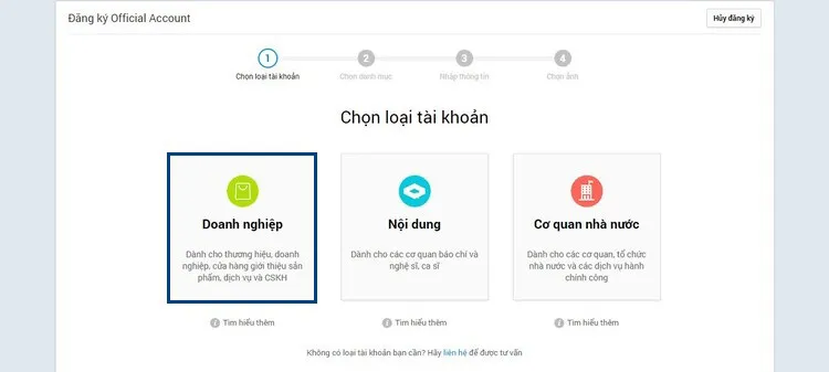 Bước 2: Khởi tạo Zalo Official Account Bước 2: Khởi tạo Zalo Official Account