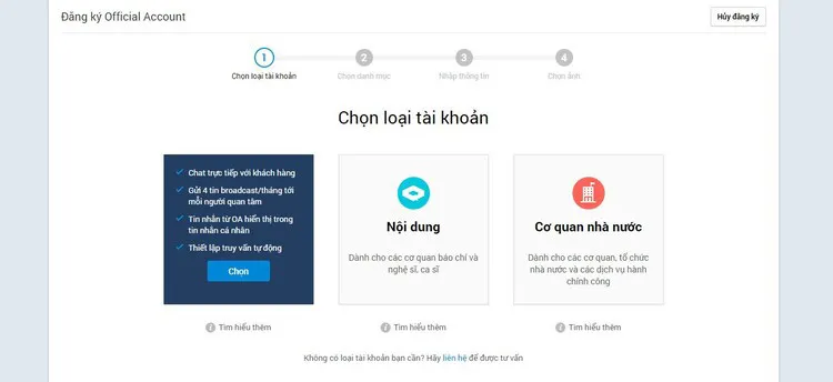 Bước 2: Khởi tạo Zalo Official Account Bước 2: Khởi tạo Zalo Official Account