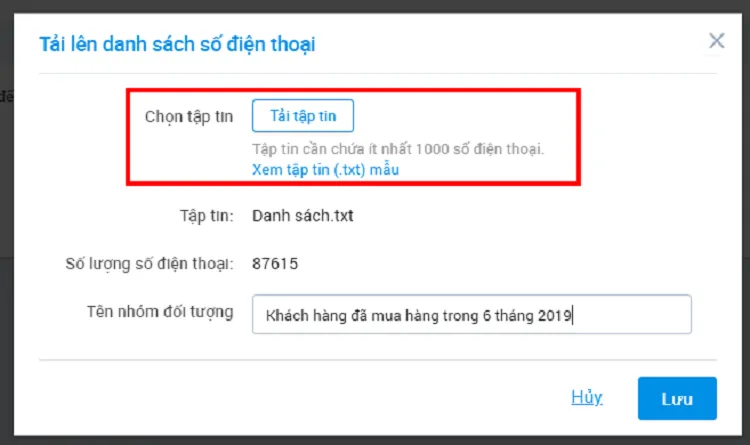 Làm sao để tạo quảng cáo theo danh sách số điện thoại đã có?