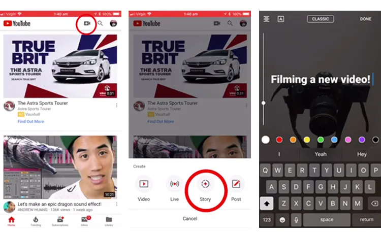 Tính năng mới y hệt Facebook Stories đã xuất hiện trên YouTube