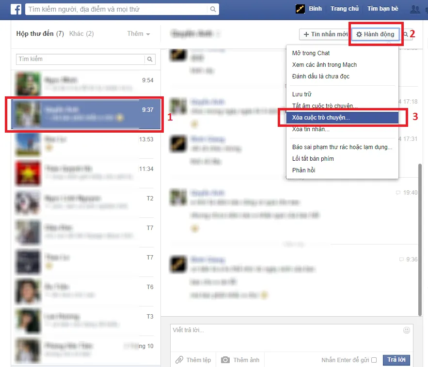Làm sao xóa tin nhắn, lịch sử chat facebook?