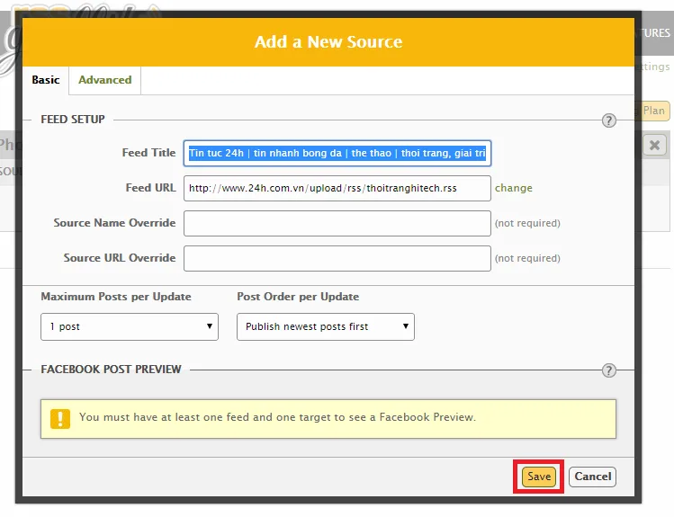 Tự động đăng bài từ Website lên Facebook