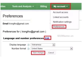 Chọn ngôn ngữ trong Google Keywords Tools Chọn ngôn ngữ trong Google Keywords Tools