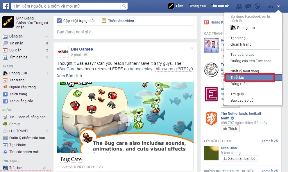 Thay đổi ngôn ngữ Facebook