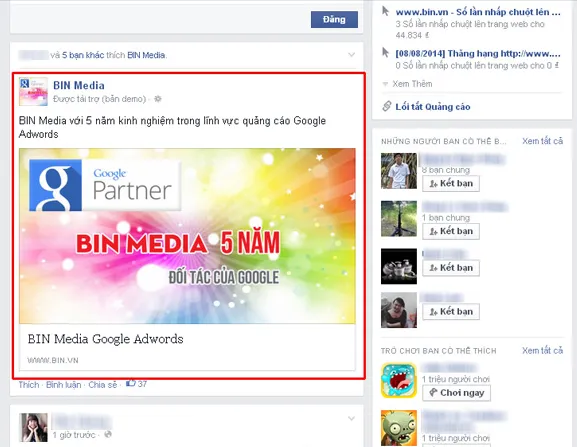 Vị trí quảng cáo trên Facebook ở giữa Vị trí quảng cáo trên Facebook ở giữa
