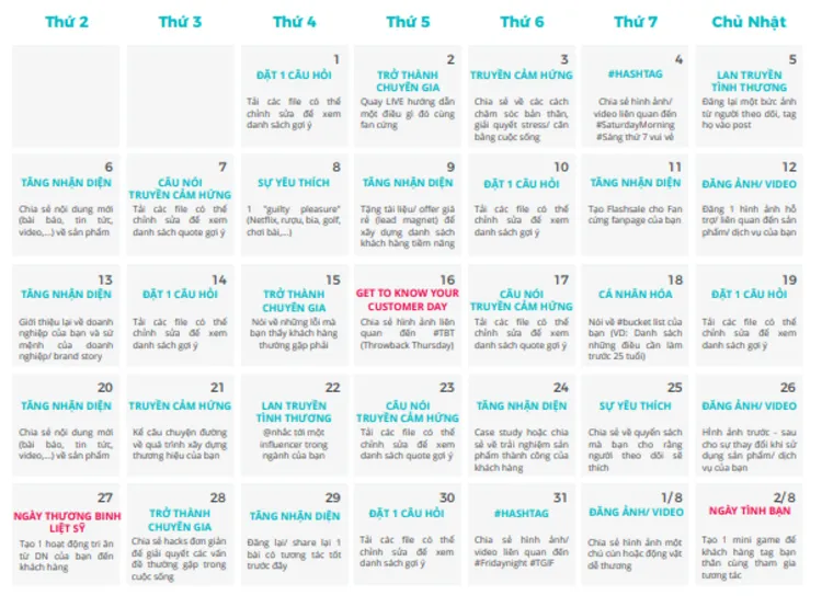 mẫu content calendar mẫu content calendar